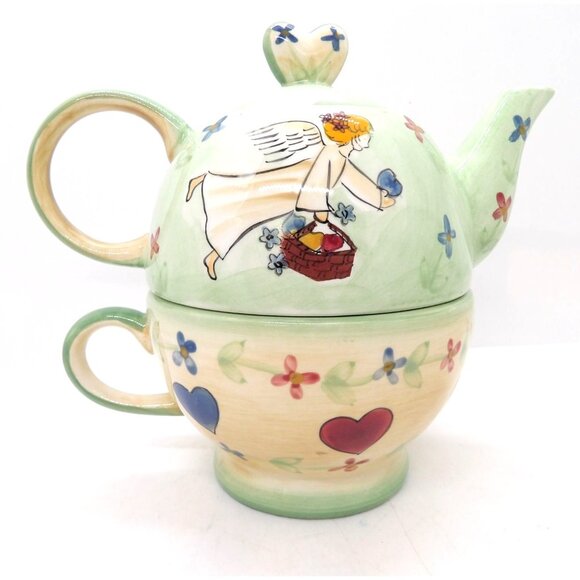 Mesa International Stackable Handcrafted Tea Pot and Matching Cup w/Lid New - Picture 2 of 4